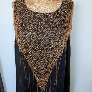 Handmade pink gold knit shawl